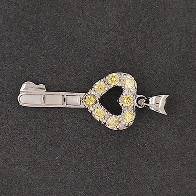 Generous Sterling Silver Gem-Studded Heart White Shell Key Shape Female Pendants