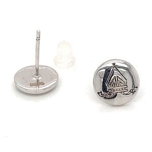 Custom design round joker engraved stud silver earrings men