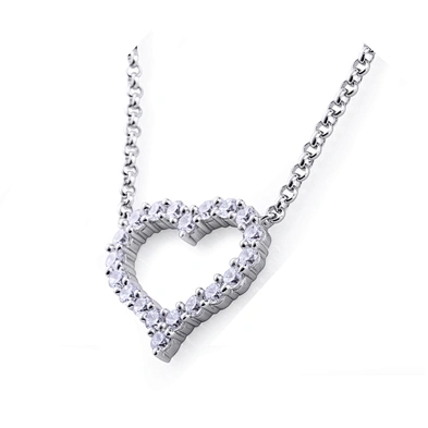 Couple Love Jewelry Necklace Silver Stone Heart Shaped Pendant Charm