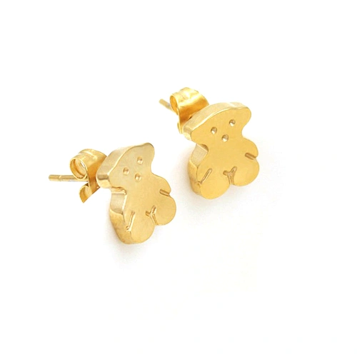Korean fashion 750 gold boy earring crave bear earing jewelry