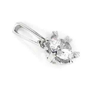 Small Cute Unisex Hand Made Silver Snow Flake Single Zircon Charm Pendant