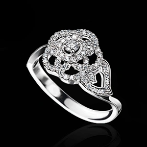 Beauty splendid cz inlaid flower silver faux diamond rings