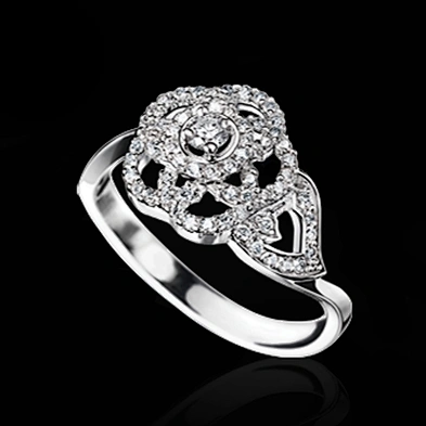 Beauty splendid cz inlaid flower silver faux diamond rings