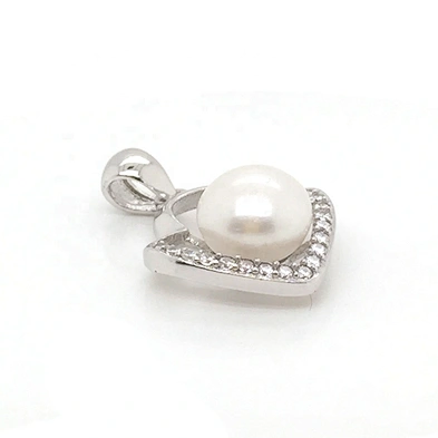 Refined Women Custom Pearl Decor Silver Cage Cz Pendant Cloud Designs