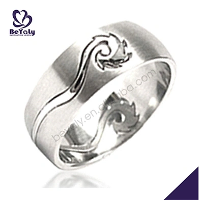 Stainless steel dragon custom engraved chinese zodiac rings