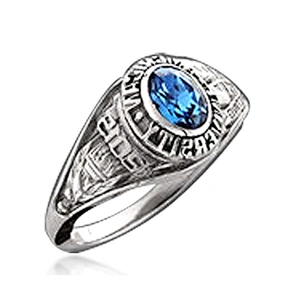 High school wholesale gold plated blue opal stone custom ring