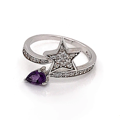 Star purple stone wedding necklace and bracelet and earring and ring set