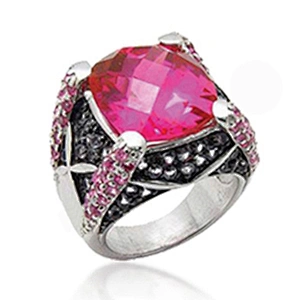 Female elegant ruby 925 sterling silver mood stone ring