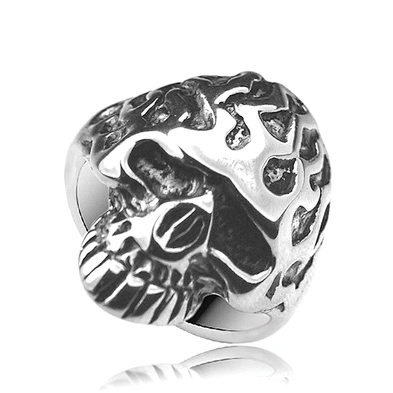 Fresh america punk stainless steel mens skull head rings