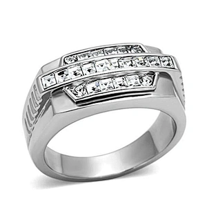 Black square rhinestone high quality jewelry unisex stainless steel rings