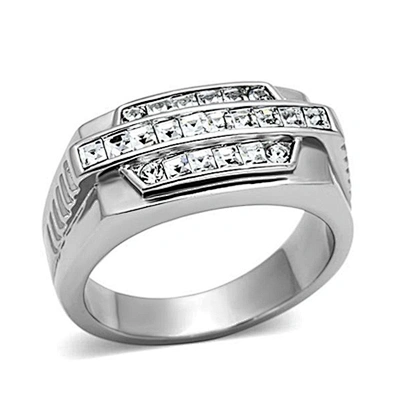 Black square rhinestone high quality jewelry unisex stainless steel rings