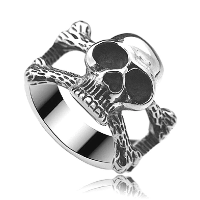 Fresh america punk stainless steel mens skull head rings