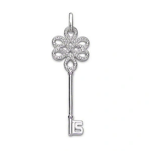 Delicate key shape design silver 18k gold plated necklace