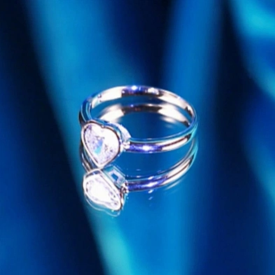 Fashion simple heart stone design plated white gold ring set