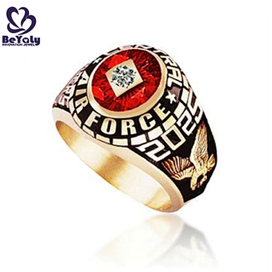Gold plating American marines blue fire opal rings