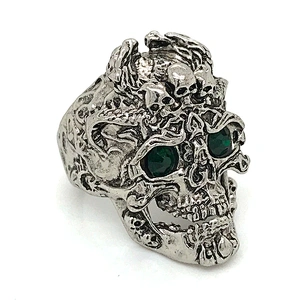 Hiphop Jewelry Stainless Steel Men'S Skull Rings, Gothic Skull Ring Eyes Mens Ring Vintage Jewelry