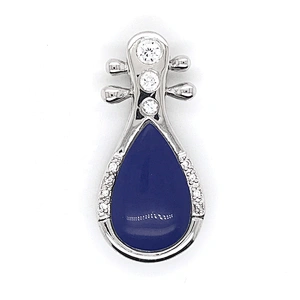 Fashionable Custom Design Blue Shell Chinese Pipa Shape Pendant Music Jewelry Finding