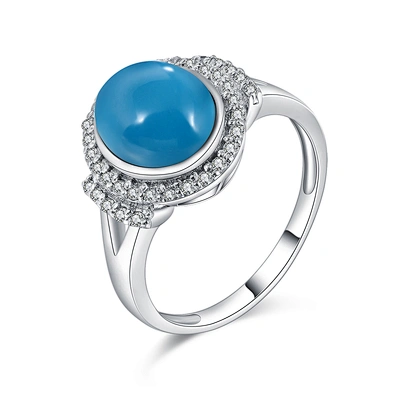 Fashion 925 silver cluster setting cz blue agate druzy ring