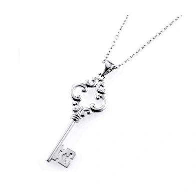 Delicate key shape design silver 18k gold plated necklace