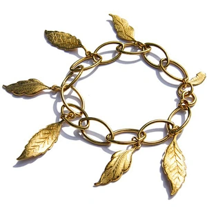 925 silver golden leaf custom engraved metal bracelet