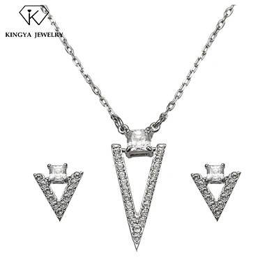 Wholesale triangle design guangzhou jewelry necklace and earring set