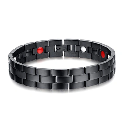 Fashion Custom Fitness Magnetic Stainless Steel Germanium Bead Bracelet Men