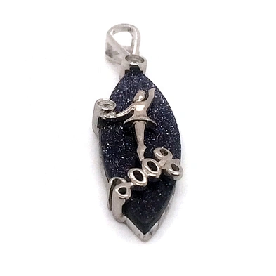 Shiny Deep Blue Vessel Silver Ballet Dancing Girl Pendant With Letter Designed