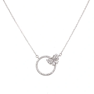 Full Filled Cubic Zircon Circle And Butterfly Designs Necklace For Girls