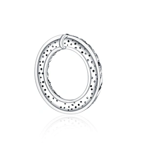 2020 Clear And Black Cz Gemstone Point Round Circle Pendant Silver