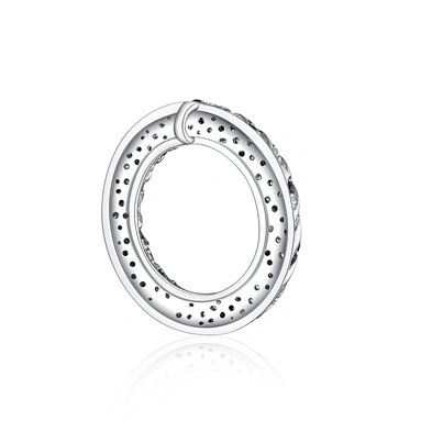 2020 Clear And Black Cz Gemstone Point Round Circle Pendant Silver