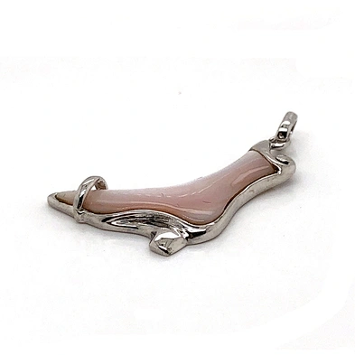 Lady'S Favor Party Collocation Mild Pink Shell High Heel Boots Silver Charm Pendant