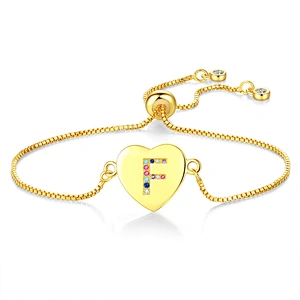 26 Alphabet Letter Beads Bracelet, Adjustable Chain Initial Letter Bracelet Heart