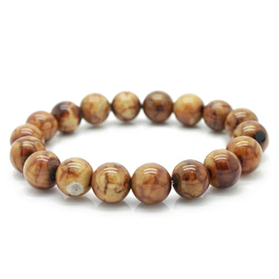 Simple style wooden beads chain design silver slide bracelet