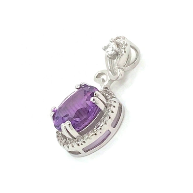 Round Plain Pendant Chandely Charm Purple Gemstone Jewelry, Round Purple Crystal Pendant Necklace Display