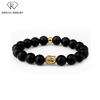 Wholesale custom men jewellery stretch bead bracelet stone