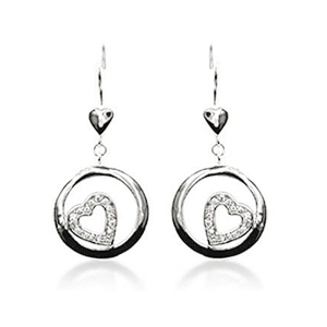 American Gemstone 925 Silver Pave Diamond Jewelry Heart Earring Manufacturer