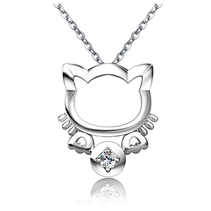Import s925 italy silver jewelry cat pendant necklace