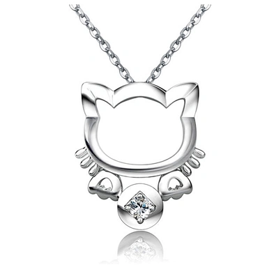 Import s925 italy silver jewelry cat pendant necklace
