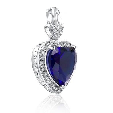 Couple Love Jewelry Necklace Silver Stone Heart Shaped Pendant Charm