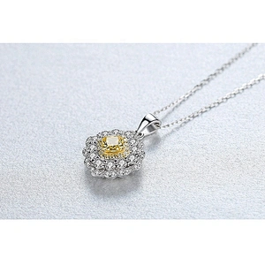 Custom design diamond shape yellow stone necklace 925 silver bisuteria