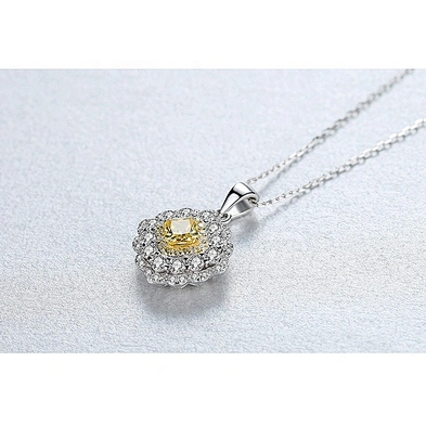 Custom design diamond shape yellow stone necklace 925 silver bisuteria
