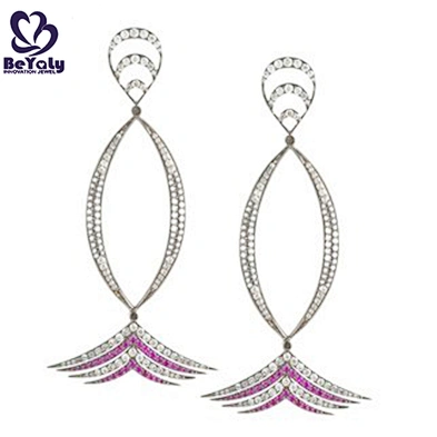 Shiny cubic stone silver fish earrings jewellery