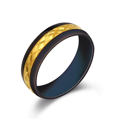 Classic design black stainless steel gold band rings