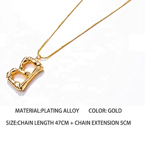 Gold Plated Chunky Initial Custom A-Z Alphabet Letter Pendant Necklace