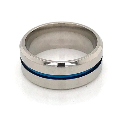 Hot style stainless steel jewelry titanium ring blue band wholesale 8mm men's ring