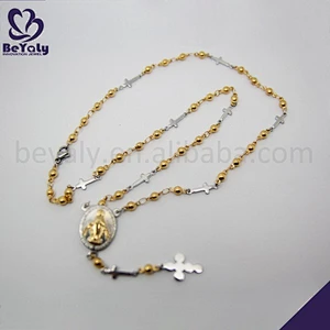 Gold beads design gothic stainless steel chain necklace hot for sale