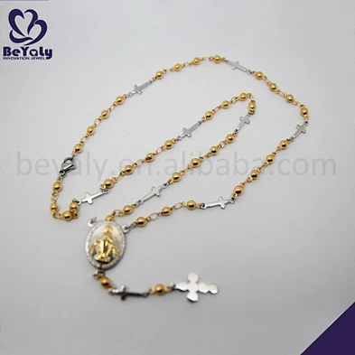 Gold beads design gothic stainless steel chain necklace hot for sale