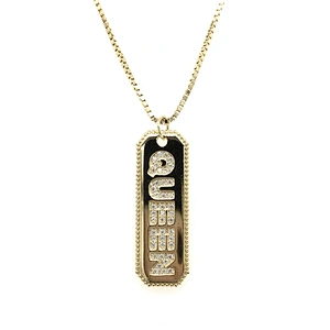 Wholesale Gold Plating Silver Cz Couples QUEEN Alphabet Letter Pendant Necklace
