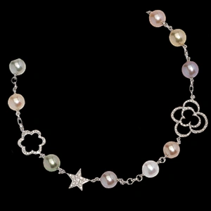 Chinese stylish silver jewelry freshwater pearl pendant necklace set