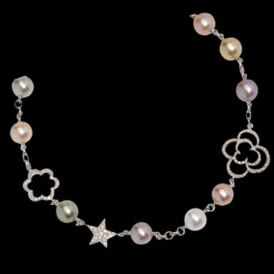 Chinese stylish silver jewelry freshwater pearl pendant necklace set